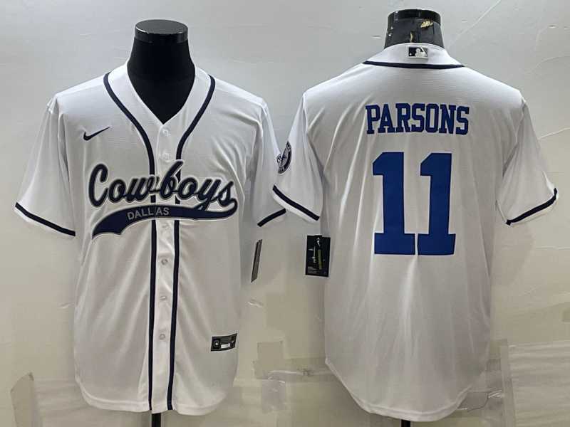 Men's Dallas Cowboys #11 Micah Parsons White With Patch Cool Base Stitched Baseball Jersey,We sell and wholesale Men's Dallas Cowboys #11 Micah Parsons White With Patch Cool Base Stitched Baseball Jersey on line form chian!